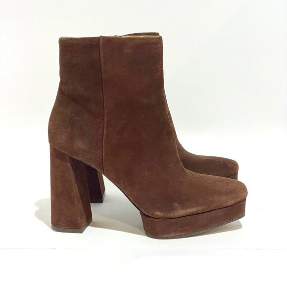 Jessica Simpson Kaiyah Ankle Boots Womens 6.5 M Brown Suede Side Zip Block Heel - Picture 6 of 16